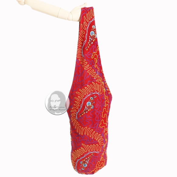 OMO Norma Kamali Bag Giant Feedbag Crossbody Extra Large Suede Embroidery Rare - Picture 3 of 15